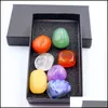 Stone 7 Chakra Box Set Reiki Natural Crystal Stones Polering Amethyst Rose Quartz Yoga Energy Bead Healing Decoratio Yydhome Drop Dhfup