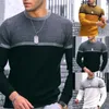 Men's Sweaters Men Casual Slim Round Neck Knit Sweater Jumper Long Sleeve Autumn Winter Warm Pullover Color-blocking Bottoming Shirt A50