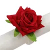 Emulering Rose Flower Servett Ring bröllop Alla hjärtans dag servetter spänne linne rep flätan handduk ringar bankett borddekor blommor anillo de servilleta de flor rosa rosa