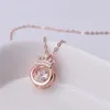 Pendant Necklaces Rose-Gold Alloy Crown Throbbing Zircon Necklace Women 2023 Latest Wedding Royal Style 3 Colors Clean Stone Lady Party
