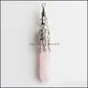 Charms Natural Crystal Hexagon Prism Form Chakra Stone Rose Quartz Pendants For Jewelry Accessories Diy Making Dhseller2010 Drop de Dhe3v