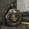 Cep Saatleri Tiedan Siyah Antik Steampunk Kolye Fob Zinciri Erkek Saat İskelet Mekanik Saat Erkekler