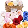 Decoratieve bloemen 5/10 stcs 10 cm kunstmatige zijden roos head bruiloft feest huisdecoraties handgemaakte diy krans plakboek nepbloembenodigdheden