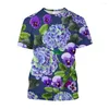 Heren t shirts jumeast 3d Polen Pansy bedrukte t-shirty casual bloemen grafisch shirt mannen y2k streetwear academia esthetische vintage kleding