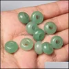 Charms 8x14mm 5 mm Big Hole Naturalne okrągłe Jade Stone Crystal Dystans Pereads Charm wisiorek do robienia biżuterii