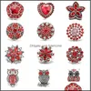 Zapięcia haczyki Noosa 18Mm Rhinestone imbir Snap kawałki Diy guziki naszyjnik bransoletka biżuteria prezent Drop Delivery ustalenia komponenty Dh57D