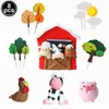 Andra evenemangsfestleveranser 8st Farm Animal Cake Decor Dekor