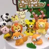 Andere evenementenfeestjes 8pcs/1set Jungle Party Cake Topper Safari Dieren Figuren Toys Baby Shower Happy Birthday Picks Wild Jungle Dieren Theme Party 230217