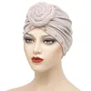 Bonnets Bonnet/Crâne Casquettes Front Pan Fleur Bas Cap Musulman Turban Couleur Pure Stretch Intérieur Hijab Pour Femmes Foulard Sous Bonnet