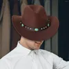 Les bérets sentaient Western Hat Wide Brim Buckle Panama Cowgirl pour les loisirs en plein air Dress Up Camping Automne