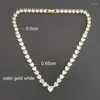 Choker QMHJE Crystal Stone Heart Charm Love Necklace Women Wedding Engagement Gold Silver Color Tennis Infinity Luxury Jewlery