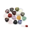 Lotes de pedra Natural 15mm Heart Rose Quartz Chakra Crystal Minerale Gemstone Reiki Home Decoration DhSeller2010 Drop Delivery J￳ias DH7EB
