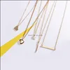 Collane a ciondolo I Love You Card Collana Femmina Regalo Trendy Gold Color Heart Clavicle Chain Choker for Women Gioielli Gioielli Delivery Dh5Ui Dh5UI