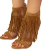 Sandaler Kvinnor Gladiator Tassel High Heels Woman Fringe One-ram Sexiga pumpar Party Shoes Sandalias Mujer Sapato Feminino