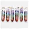 Charms Retro Colorf Natural Amethysts Lapis Lazi 7 Colors Stone Pillar Pellars для ожерелья для ожерелья