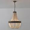 Kolye lambaları Umeiluce Farmhouse Lights Retro Ahşap Boncuklar Yemek Oturma Odası Vintage Chandalier Tavan Fikstürü İçin Asılı Lamba