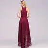 Sukienki przybycia Burgundia Plus w rozmiarze Wysokie Low koronkowe suknia wieczorowa 2023 szlachetna kantar bez rękawów Long Suknia Vestido de Festa Longo