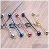 Plugs Tunnels 14G 44Mm Heart Surgical Steel Industrial Barbell Ear Ring Bar Mix 5 Color For Body Piercing Jewelry Drop Deli Dhgarden Dhruj