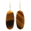 Boucles d'oreilles FYSL couleur or jaune clair forme ovale oeil de tigre pierre goutte pour femmes bijoux Agates rouges