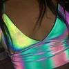 Women's Tanks Sexy Holographic Bralette Crop Top Strap Reflective Fashion Camis Summer Tops Shiny V Neck Sleeveless Backless Women