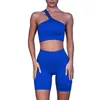 Active Sets Seamless Yoga Sports Fitness High Waist Hip-lifting Pants One-Shoulder Bra Suits Workout Clothes Gym Leggings Set For Women