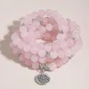 Strand oaiitiska naturstenpärlor Rose Quartz Armband för kvinnor 108 MALA YOGA Buddhism Rosary Necklace Fashion Jewelry Gift