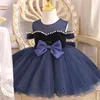 Robes fille bébé princesse perle Tutu robe épaules dénudées infantile enfant en bas âge enfant gaze Tulle robe fête robe de bal vêtements 1-12Y