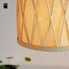 Hängslampor bambu korg rotting skugga ljus fixtur asiatisk japansk enkel hängande taklampa för te studierum e27 edison glödlampa