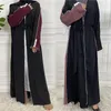 Etniska kläder muslimska hijab mantel för kvinnor blygsam två färg skarv långärmad öppen front femme cardigan med knapp dubai turkisk