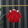 Meisje jurken baby peuter kinderen geboren babymeisjes ladermeetwerk lange gegolfde mouw bowknot tule jurk prinses kleren herfst