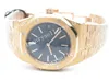 Men's Super Zff Zf Factory Top Edition Miyota 9015 Modded Caliber 2121 39mm 18K Rose Gold Plated Solid Rostfri Blue Checkered Dial Idployant Clasp armbandsur