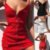 Casual Dresses Summer Dress 2023 Women Sexy Mini Ladies Solid Deep V Neck Chest Zipper Short Sleeveless Bodycon Vetidos