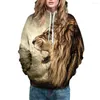 Hommes Hoodies MISSKY 2023 Lovers Halloween 3D Lion Imprimé À Capuche Cool Animal À Capuche Swearshirt Hommes Pull