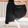 Stage Wear 2023 Dance Skirt Women Long Chiffon Ballet Skirts Adult Ballroom Black Burgundy Costume Waist Tie Dress