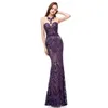 Dresses Desinger Mermaid Lace Evening Dresses 2023 New Sexy Backless Sheer Jewel Neck Appliques Sequins Long Party Prom Gowns Bridesmaids