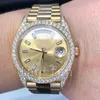 2023 QC automatic movement watch 40mm President DayDate 228238 18K Yellow Gold Diamond Lugs Diamond Bezel