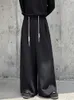 Мужские штаны zcsmll Нишевая дизайн повседневная обширная мода Осень Корейский кружевные кружевы темная одежда мужской брюки твердый цвет l5