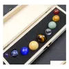 Stone Nine Planets Ball Set Reiki Natural Crystal Stones TABLITEP Ornament Polering Rock Quartz Yoga Energy Bead Chak Yydhome Dro Dhzvx