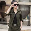 Chaquetas de mujer Chaqueta de mujer Ropa verde militar Mujeres Primavera Otoño Cremallera Algodón Chándal al aire libre Viajes Camuflaje Abrigos Casual Tech