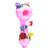 F￤rgglada rosa girly blommor pyrex tjocka glasr￶r torkar ￶rt tobaksked sk￥l filter olje riggar handpipes handgjorda b￤rbara bongr￶kning cigaretth￥llare r￶r dhl