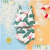 Bil DVR ONE-Pieces Onepieces Baby Girls Bikini Swimsuit Suit Barnkläder Summer Beach Kort ärm 2st 2st Set Vacation Dress Holi Dhxrj