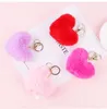 Fashion Love Stuffed Plush Pendant Heart Keychain Cute Car Accessories Bag Imitation Rex Rabbit Hair Ball Toy Gifts Wholesale tt0218