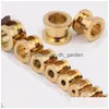 Plugs Tunnels 100Pcs/Lot Mix 7 Size Body Jewelry Gold Stainless Steel Screw Ear Plug Flesh Tunnel Drop Delivery Dhgarden Dhqws