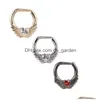 Pierścienie nosowe kołki 316 L STAL STALOWY Pierścień cyrkonu obręcz biżuteria Fałszywe przenikanie przenikanie DHGARDEN DHRSX