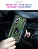 Militärkvalitet Armor iPhone 15 fodral med 360 metallroterande ring Kickstand Byggt bilmontering för Samsung S22 S23 Obs 20 Silikon Socktät skyddsskyddsskydd