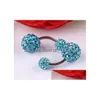 Navel Bell -knappringar CZ GEM Crystal Ball Body Jewelry High Quality Belly Bar Piercing 10st/Lot 10 Colors Pierce Drop de Dhgarden Dhodx