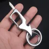 Klassische Männer Mini faltbare Messer Schlüsselanhänger Outdoor multifunktionale 2 in 1 Metall Flaschenöffner mit zwei Schlüsselringen für Jungen Geschenke