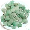 Charms Ciondoli a forma di cuore in pietra naturale Perline di avventurina verde per gioielli che fanno orecchini Gemstone Drop Delivery Components Dhtj8