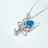 Pendant Necklaces Cute Animal Octopus Necklace Blue Fire Opal Stone Dainty Silver Color Chain For Women Wedding JewelryPendant