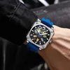 Montre-bracelet carré or rose luxe automatique pour hommes mains lumineuses mode squelette montres mécaniques bracelet en Silicone horloge